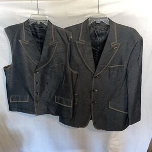 Tony Blake Men’s 2 Pc Suit Size 45L Black Going Out Party Preppy